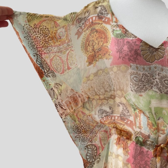 Les Filos Pure Silk Kimono Cover Up OS Fits Most - Picture 4 of 6